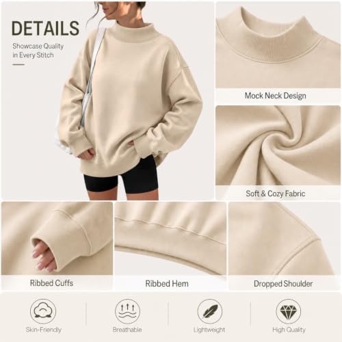 Oversized Sweatshirt for Women Plain Mock Neck Sweatshirt Fleece Pullover - image 7