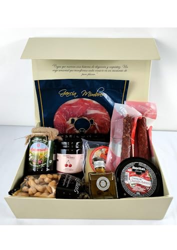 DON GOURMET, Cesta Gourmet para Regalar, Personalizable, Queso curado, jamón ibérico, chorizo ibérico, lote embutidos ibéricos, aceite de oliva, pack ibéricos, Regalo Día del Padre. (CESTA 8)