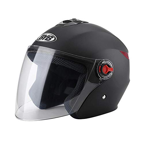 duhe189014 Casco Medio Abierto A Prueba de Viento Anti-rasguños Casco Abierto Casco de Motocicleta Ligero Sólido Uso Todo el año con Visera Plástico ABS