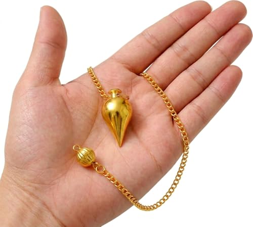 Image of Brass Cone Pendulum for Reiki Healing, Dowsing & Chakra Balancing - Health & Wealth Divination Tool for Meditation & Energy Cleansing