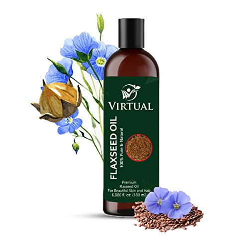Image of VIRTUAL 100% Pure Flaxseed Oil For Hair, Skin Care & Cold Pressed Natural Oil for Multipurpose Use (180ml)