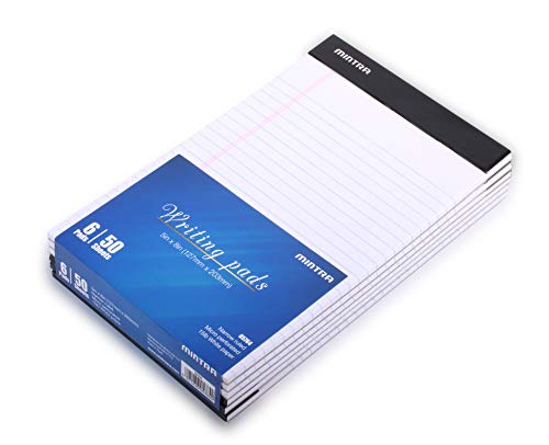 Mintra Office Legal Pads - ((Basic White 6Pk, 5In X 8In, Narrow Ruled)) - 50 Sheets Per Notepad, Micro Perforated Writing Pad, Notebook Paper For School, College, Office, Business #TOP5