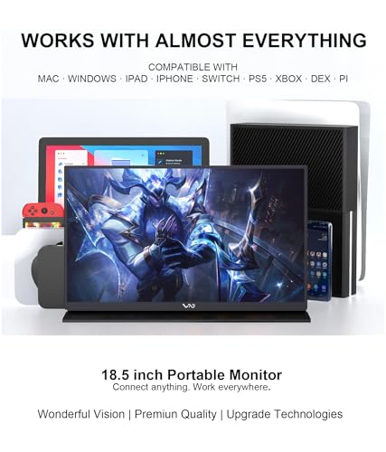 Image of LB M18 Portable Monitor 18.5 Inch 1080P FHD IPS 100Hz External Screen, USB-C & HDMI Travel Display with Protective Folio Dual Speakers for Laptop, Mac, Phone, PC