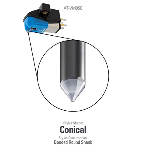 Audio Technica AT-VM95C Dual Moving Magnet Cartridge with Conical Stylus 1/2" Mount includes Mounting Hardware (Black/Blue) - Image 5