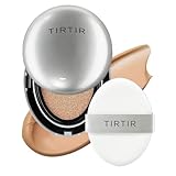 TIRTIR Mask Fit Aura Silver Cushion Foundation | Semi-glow Finish, Natural Coverage, Moisturizing, Lightweight, Korean cushion foundation (#33C Hazel, Full Size, 0.63 Fl Oz)