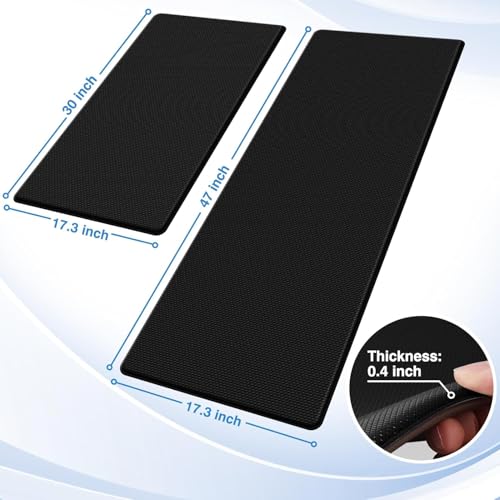 Image of Glaceon Farmhouse Kitchen Mats for Floor 2 Piece Set Kitchen Rugs and Mats Non Skid Comfort Kitchen Standing Mat for Bedroom Laundry Room (GL-02)