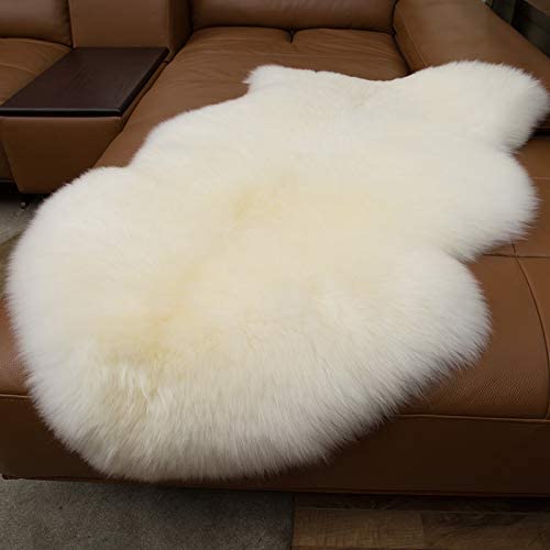 Woolous Sheepskin Rug, New Zealand Large Genuine Natural Lamb Skins Fur Real Sheep Skin Throw Rug For Bedroom And Living Room, (Single Pelt 2X3Ft,Ivory) #TOP3