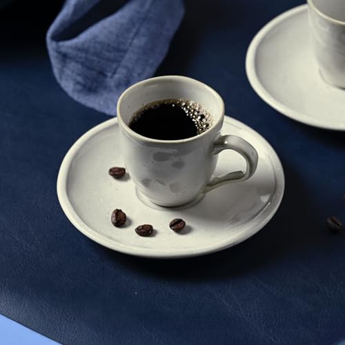 Encontraproduto.com.br - Xícara de Café com Pires Daily Shiny Stoneware 70ml Porto Brasil Bege