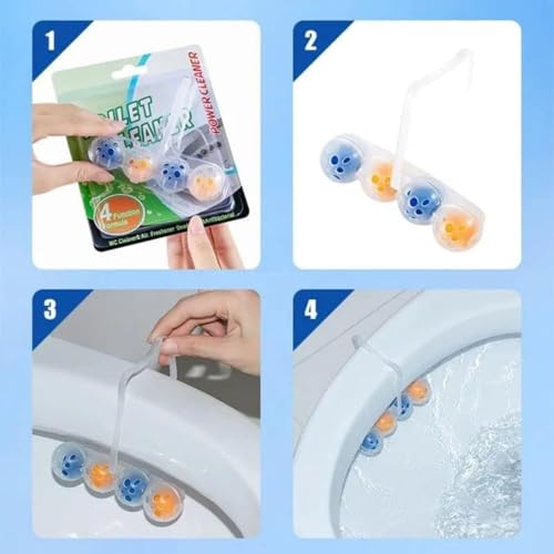 Image of Automatic Toilet Cleaner Tablets - Long Lasting Effervescent WC Bowl Cleaner for Commode Tank | Removes Limescale Stains, Deodorizer & Freshener