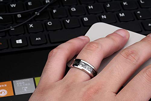 Image of HIJONES Unisex Carbide Fiber Celtic Dragon Spinner Ring Stainless Steel Wedding Spins Band