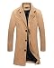 Benibos Mens Trench Coat Slim Fit Notched Collar Overcoat (L, F20Camel)
