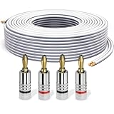 PureLink Lautsprecherkabel Bananenstecker Boxenkabel OFC 2x2,50mm² (0,20mm), 10,0m mit 4x Stecker, aus reinem Kupfer für HiFi Lautsprecher Boxen Subwoofer, mit Polaritätskennzeichnung, weiß