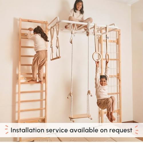 Image of Curious Cub Jungle Gym for Kids Indoor | Kids Gym Play Set | Contains Monkey Bar, Gymnastics Ring, Disk Swing, Rope Ladder for Kids to Play Indoor Fun Activity for Ages 4+
