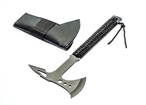 SE 15" Black Hunting Axe with Spike and Nylon Cord-Wrapped Handle - KFD098