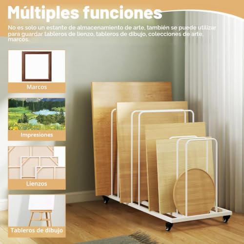Miniatura 6 de Uyoyous Estante De Secado De Arte Móvil 85 69 44 Cm Estante De Secado Para Arte Intervalo Ajustable Con Ruedas Freno Para Obras De Arte, Impresión, Lienzos Artísticos Blanco
