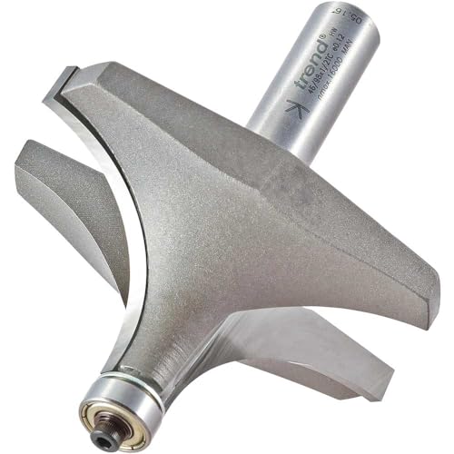 Trend Professional Bearing Guided Ovolo Router Cutter, 31.8mm Radius, 1/2 Inch Shank, 76.5mm Cut Diameter & 38mm Cut Length, Two Bearings, Tungsten Carbide Tipped, 46/98X1/2TC