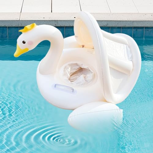 Anillo de natación inflable portátil infantil con sombrilla plegable 3