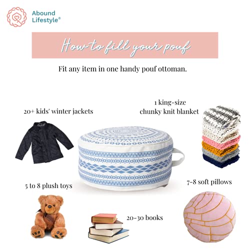 Abound Lifestyle Boho Decorative Unstuffed Pouf - Farmhouse Casual Ottoman Pouf Cover. Handwoven Foot Rest/Cushion Cover Only (Yellow) #TOP5