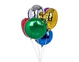 AnnoDeel 20pcs 18 inch Round Balloons, Round Shaped Foil Helium Balloons Mixed Color Mylar Balloons for Wedding Birthday Baby Shower Party Decor