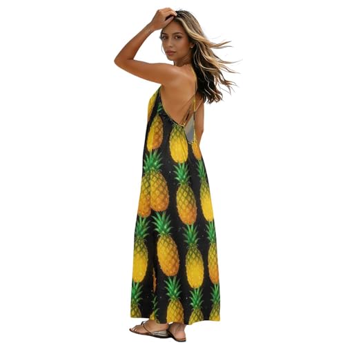 Robe caraco dos nu fraîche et légère décontractée ananas