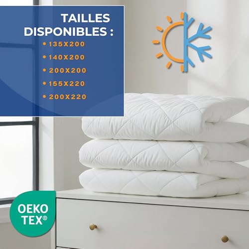 Couette 220x200 anti-courants d'air en microfibres pour lit double
