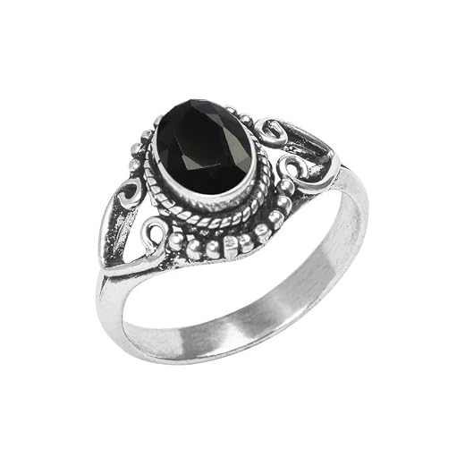 Black Tourmaline Stone Ring, Silver Ring, Silver Overlay Handmade Ring, Bohemian Jewelry, Silver Ring For Women Girls Size US 6, Anniversary Gift, Gift For Her, Christmas Gift