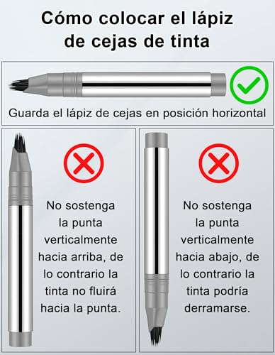 Erinde Lápiz de cejas negro microblading, de larga duración, resistente al agua y a las manchas, cejas naturales y definidas, con aplicador microramificado #01 - imagen 7