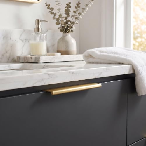 khtumeware 2 Pack 4 inch(102mm) Hole Center Champagne Bronze Finger Edge Pull Solid Zinc Drawer Pull Hidden Edge Treatment Hardware Honey Bronze Finger Pull by khtumeware - Used condition - Image 3