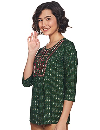 Image of Easybuy Women's Regular Kurta (PA21VI06FE Olive Green M)