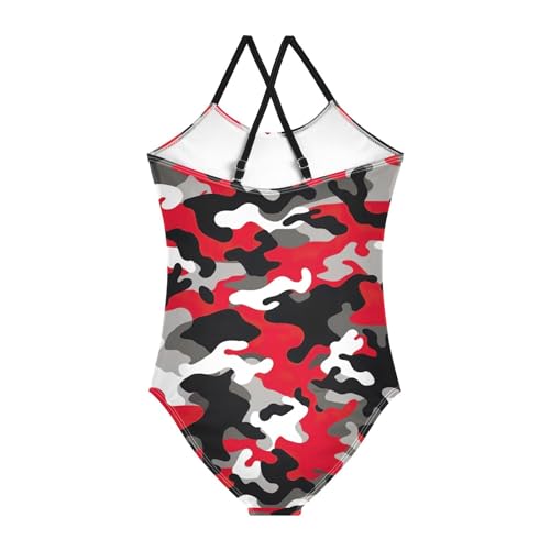 Toddler Red Black Gray Camouflage One Piece Swimsuits for Girls 3T 202a81722