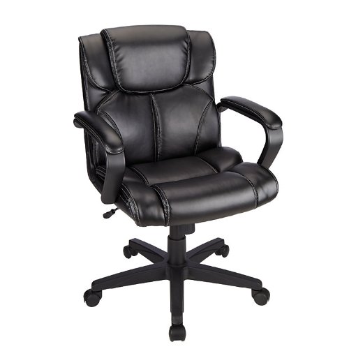 Brenton Studio Briessa Vinyl Mid-Back Chair, Black