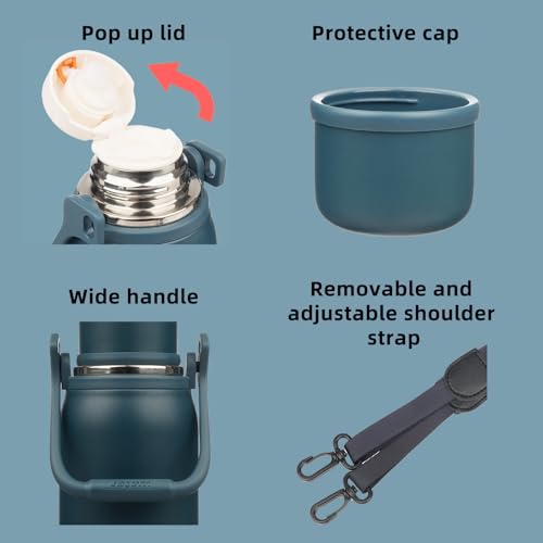 Image of BJPKPK Stainless Steel Insulated Bottle with Handle & Strap, 40oz