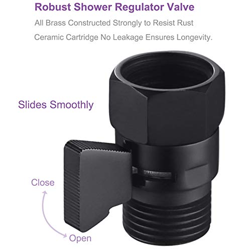 Shower Water Flow Restrictor, Aplusee Brass Pressure Regulator Cut Off Control Valve With Adjustable On Off Switch Handle For Universal Shower Head And Arm (Matte Black-) #TOP4