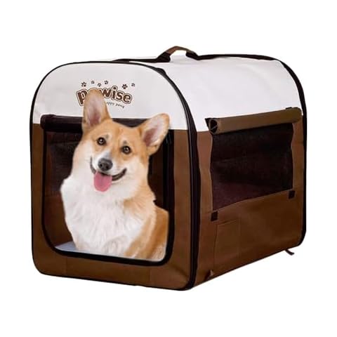 PAWISE Collapsible Soft Dog Crate Pet Kennel Houses, Portable Dog Crates for Medium Dogs, Lightweight Travel Crate Kennel Indoor & Outdoor, 26"x18"x21",Medium Cover