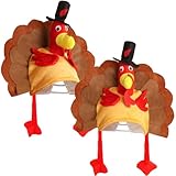 Fancy Land 2 Pcs Thanksgiving Turkey Hats Turkey Head Costume Plush Gobbler Hat for Thanksgiving Dress Up Party Headwear
