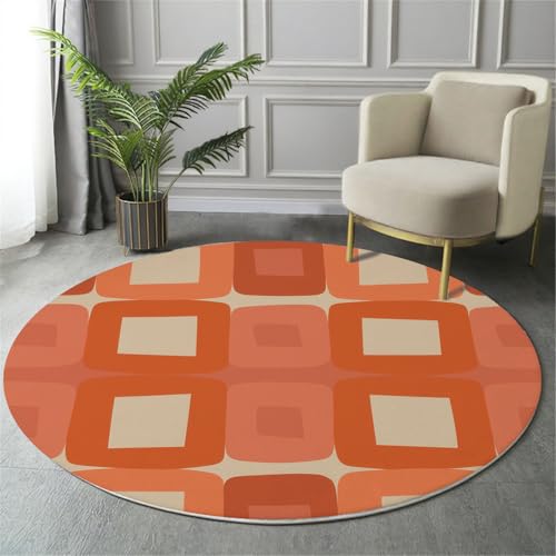 Tapis géométrique moderne orange lavable et antidérapant de 60cm - 4