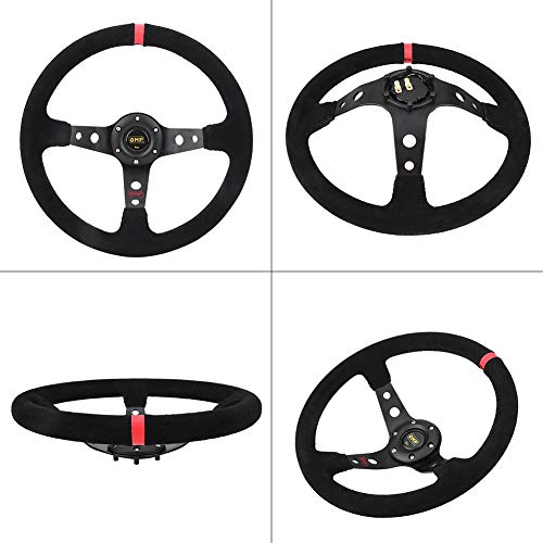 Car Steering Wheel, Universal 35cm/14inch 6-Bolts Auto Car Racing Steering Wheel with Horn Fits for Most Vehicle and Racing Car(Color: Red) - Thumbnail 4