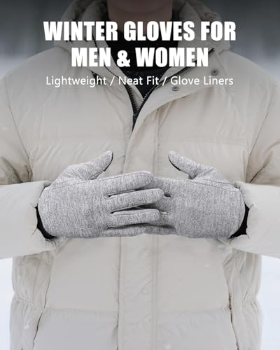 Image of Aegend Lightweight Winter Gloves for Men Women, Warm Running Gloves Touchscreen Thermal Glove Liners for Cold Weather Driving, Cycling & Hiking, Non-Slip, Elastic Cuff, Stretchy, Durable