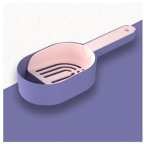 猫用トイレシャベル ペットクリーニング 猫小屋掃除 猫砂シャベル 糞便処理 大型猫砂鉢 ちりとり ペットトイレ袋 砂除去ケア 懸垂可能 水洗可能 シンプル設計 砂浜漏シャベル 犬猫ごみ清掃 (パープル)