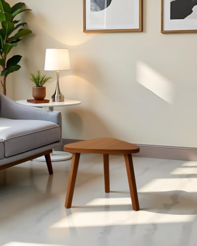 Image of SBF Furniture Mini Triangle Side Table, 32 cm, Matte Finish, Modern Minimalist Design, 3 Angled Legs (3P Brown)