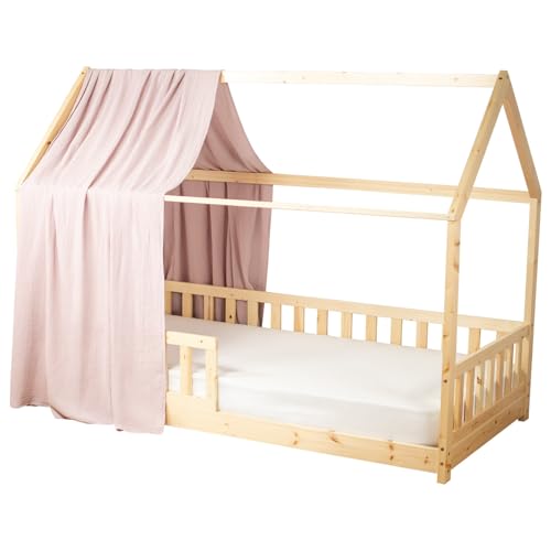 Sevira Kids - Ciel de lit cabane en Gaze de Coton - 130x330 cm Made in France