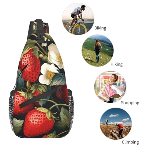 Bolso cruzado con diseño Flower Strawberrys para viaje unisex miniatura 6