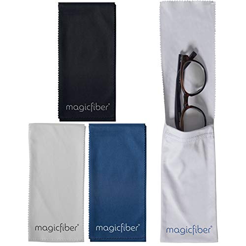 MagicFiber Microfiber Eyeglass, Sunglasses, Cell Phone Cleaning Pouch Case (4 Pack)  Ultra Soft Storage with Cleaning Cloth Closure Flap