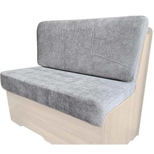 Dulepax RV Dinette Booth Cushions with Memory FoamReplacement Camper CushionsDinette Seat for Camper TrailerRV Dinette Seat Including 1 Backrest & 1 Bench RV Sofa RV Couch Grey 38inch.