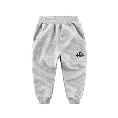 Irsutey Baby Boys Solid Color Car Embroidered Pants Autumn/Winter Daily Sports Pants