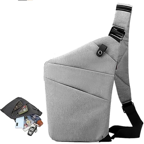 Image of Anti Theft Crossbody Bags for Women, Shoulder Bag Anti-theft Design for Travel, Sport (Gray - Right Shoulder)