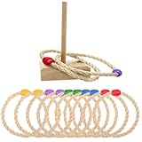 EXAOMBLE Jeu De Lancer D'anneaux en Jute Multicolore 10 Pièces pour Activités Extérieures ...