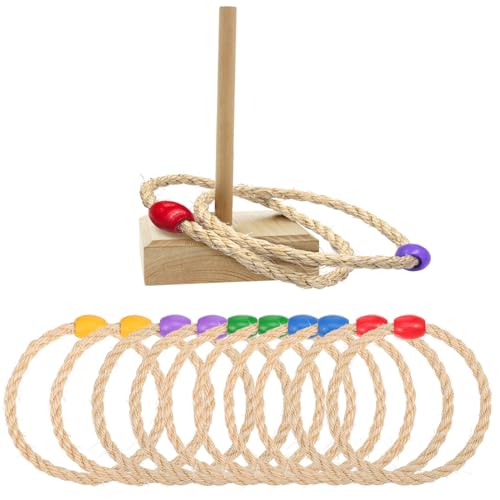 Jeu de lancer d'anneaux en jute robuste et durable pour le plein air