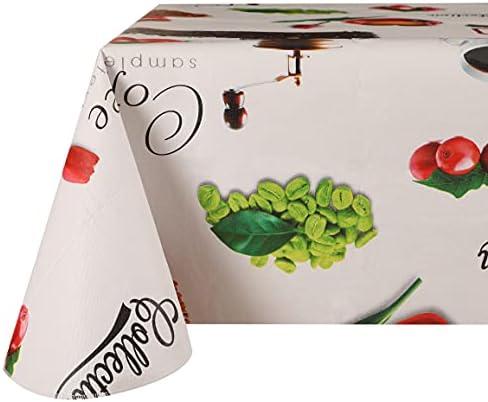 VINYLLA Coffee Collection Easy Wipe Clean Vinyl Tablecloth, Round (60" Diameter)