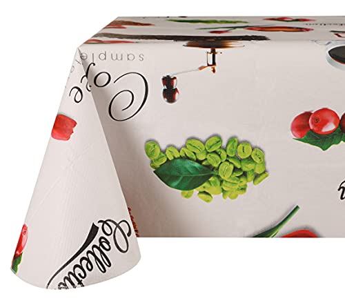 Vinylla Coffee Collection Easy Wipe Clean Vinyl Tablecloth, Round (60" Diameter) #TOP20